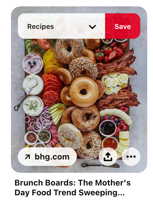 A recipe Pin with the Save button open, ready to be saved to a Recipes board